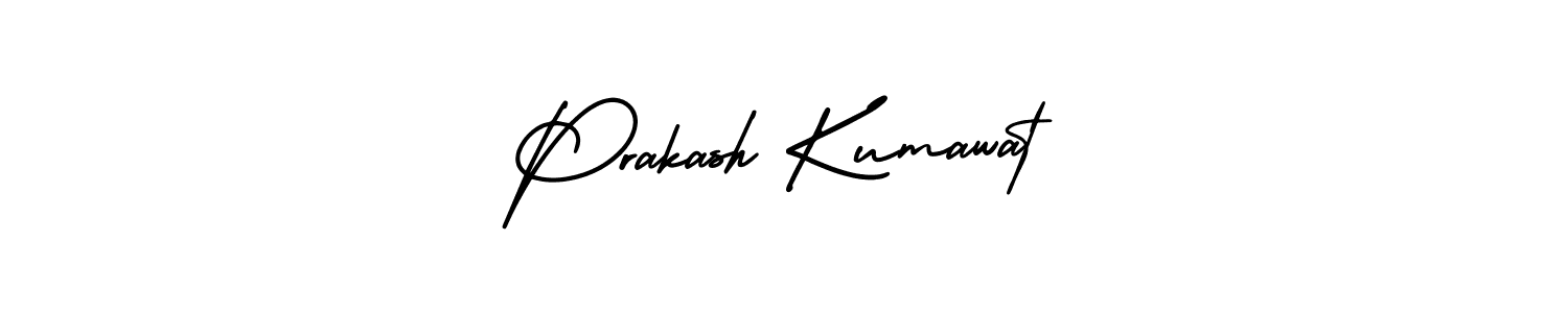 You should practise on your own different ways (AmerikaSignatureDemo-Regular) to write your name (Prakash Kumawat) in signature. don't let someone else do it for you. Prakash Kumawat signature style 3 images and pictures png