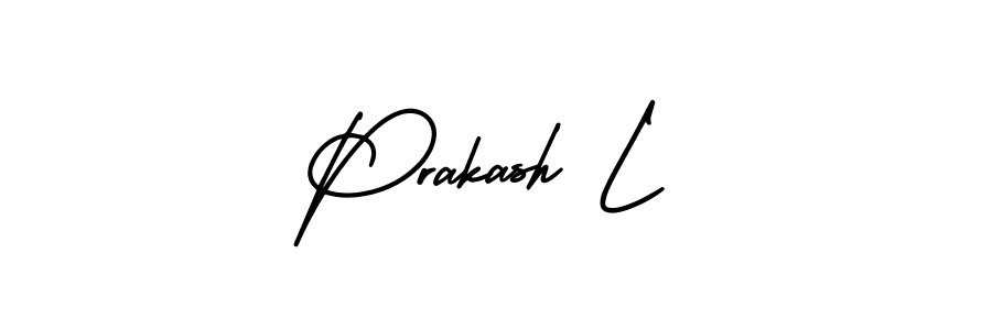 This is the best signature style for the Prakash L name. Also you like these signature font (AmerikaSignatureDemo-Regular). Mix name signature. Prakash L signature style 3 images and pictures png