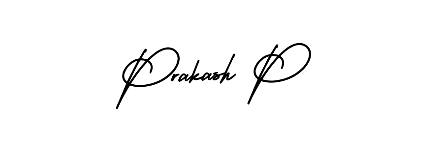 How to make Prakash P name signature. Use AmerikaSignatureDemo-Regular style for creating short signs online. This is the latest handwritten sign. Prakash P signature style 3 images and pictures png