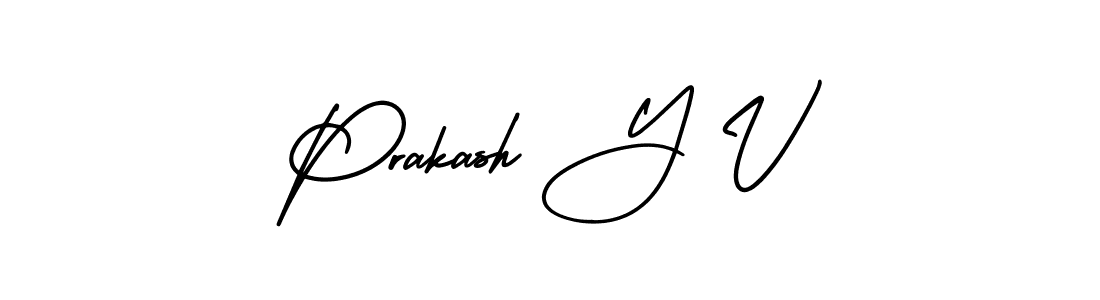 How to make Prakash Y V name signature. Use AmerikaSignatureDemo-Regular style for creating short signs online. This is the latest handwritten sign. Prakash Y V signature style 3 images and pictures png