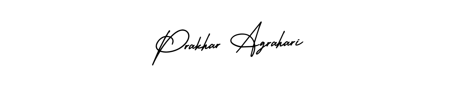 You should practise on your own different ways (AmerikaSignatureDemo-Regular) to write your name (Prakhar Agrahari) in signature. don't let someone else do it for you. Prakhar Agrahari signature style 3 images and pictures png