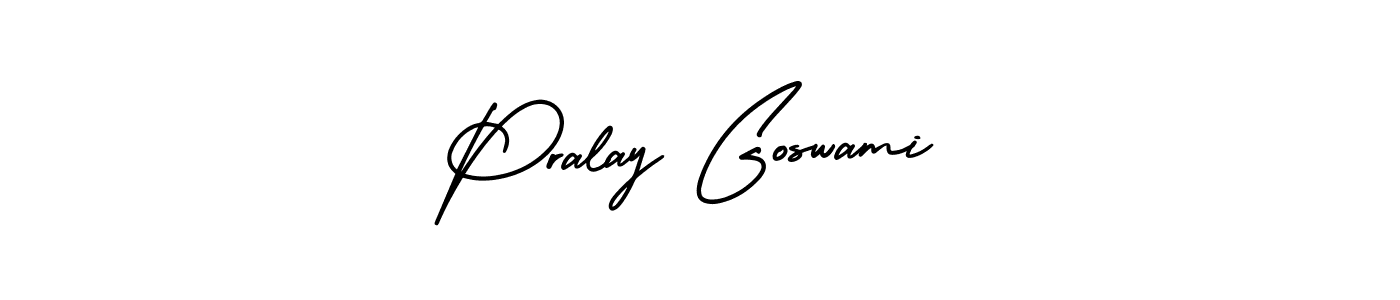 It looks lik you need a new signature style for name Pralay Goswami. Design unique handwritten (AmerikaSignatureDemo-Regular) signature with our free signature maker in just a few clicks. Pralay Goswami signature style 3 images and pictures png