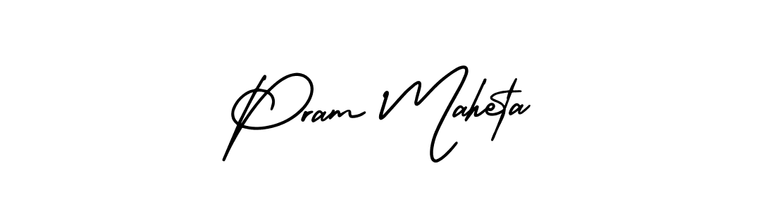 How to make Pram Maheta name signature. Use AmerikaSignatureDemo-Regular style for creating short signs online. This is the latest handwritten sign. Pram Maheta signature style 3 images and pictures png