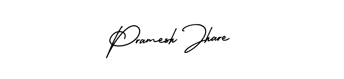 The best way (AmerikaSignatureDemo-Regular) to make a short signature is to pick only two or three words in your name. The name Pramesh Jhare include a total of six letters. For converting this name. Pramesh Jhare signature style 3 images and pictures png