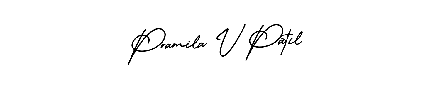 Make a short Pramila V Patil signature style. Manage your documents anywhere anytime using AmerikaSignatureDemo-Regular. Create and add eSignatures, submit forms, share and send files easily. Pramila V Patil signature style 3 images and pictures png