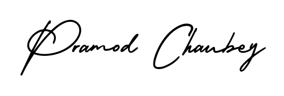 Transform the name Pramod Chaubey into a signature masterpiece using AmerikaSignatureDemo-Regular font. Ideal for photographers, artists, and creators looking for watermarks. Pramod Chaubey signature style 3 images and pictures png