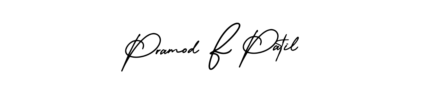 This is the best signature style for the Pramod F Patil name. Also you like these signature font (AmerikaSignatureDemo-Regular). Mix name signature. Pramod F Patil signature style 3 images and pictures png