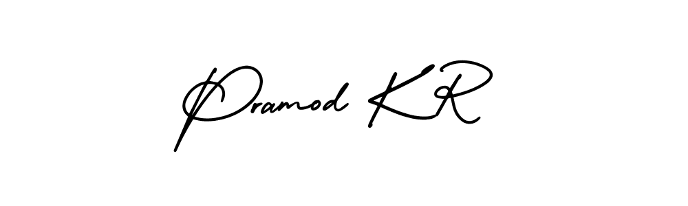 You should practise on your own different ways (AmerikaSignatureDemo-Regular) to write your name (Pramod K R) in signature. don't let someone else do it for you. Pramod K R signature style 3 images and pictures png