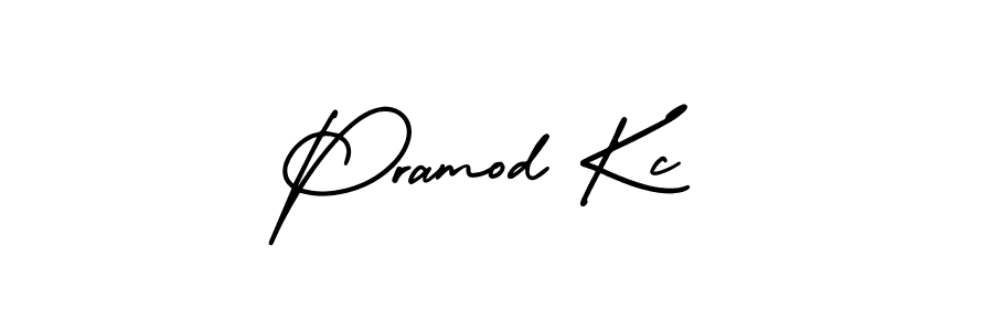 The best way (AmerikaSignatureDemo-Regular) to make a short signature is to pick only two or three words in your name. The name Pramod Kc include a total of six letters. For converting this name. Pramod Kc signature style 3 images and pictures png
