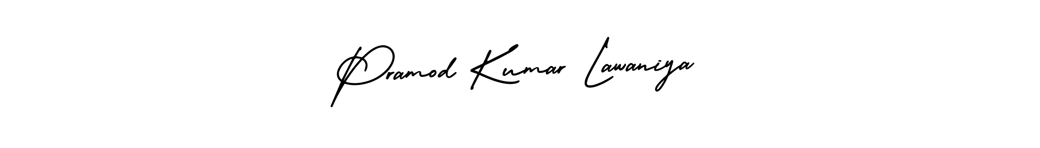 The best way (AmerikaSignatureDemo-Regular) to make a short signature is to pick only two or three words in your name. The name Pramod Kumar Lawaniya include a total of six letters. For converting this name. Pramod Kumar Lawaniya signature style 3 images and pictures png