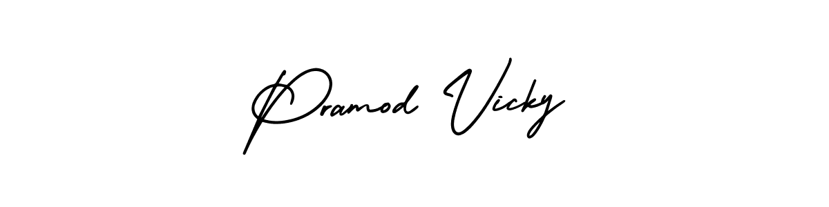 How to make Pramod Vicky name signature. Use AmerikaSignatureDemo-Regular style for creating short signs online. This is the latest handwritten sign. Pramod Vicky signature style 3 images and pictures png