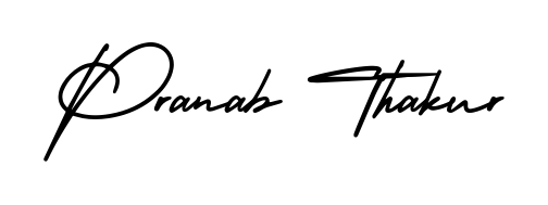 A dynamic signature style for Pranab Thakur using AmerikaSignatureDemo-Regular script. Designed to look authentic, handwritten, and professional. Pranab Thakur signature style 3 images and pictures png
