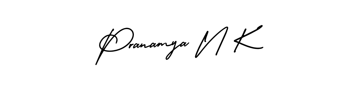 How to make Pranamya N K signature? AmerikaSignatureDemo-Regular is a professional autograph style. Create handwritten signature for Pranamya N K name. Pranamya N K signature style 3 images and pictures png