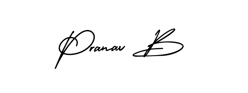 This is the best signature style for the Pranav B name. Also you like these signature font (AmerikaSignatureDemo-Regular). Mix name signature. Pranav B signature style 3 images and pictures png