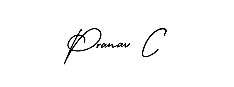 How to make Pranav C name signature. Use AmerikaSignatureDemo-Regular style for creating short signs online. This is the latest handwritten sign. Pranav C signature style 3 images and pictures png