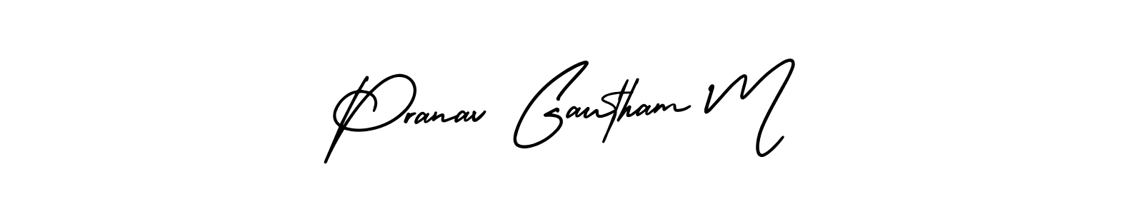 Use a signature maker to create a handwritten signature online. With this signature software, you can design (AmerikaSignatureDemo-Regular) your own signature for name Pranav Gautham M. Pranav Gautham M signature style 3 images and pictures png