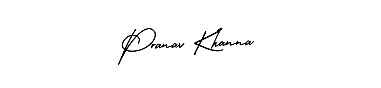 How to make Pranav Khanna name signature. Use AmerikaSignatureDemo-Regular style for creating short signs online. This is the latest handwritten sign. Pranav Khanna signature style 3 images and pictures png