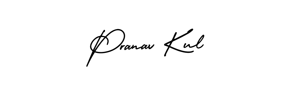 The best way (AmerikaSignatureDemo-Regular) to make a short signature is to pick only two or three words in your name. The name Pranav Kul include a total of six letters. For converting this name. Pranav Kul signature style 3 images and pictures png