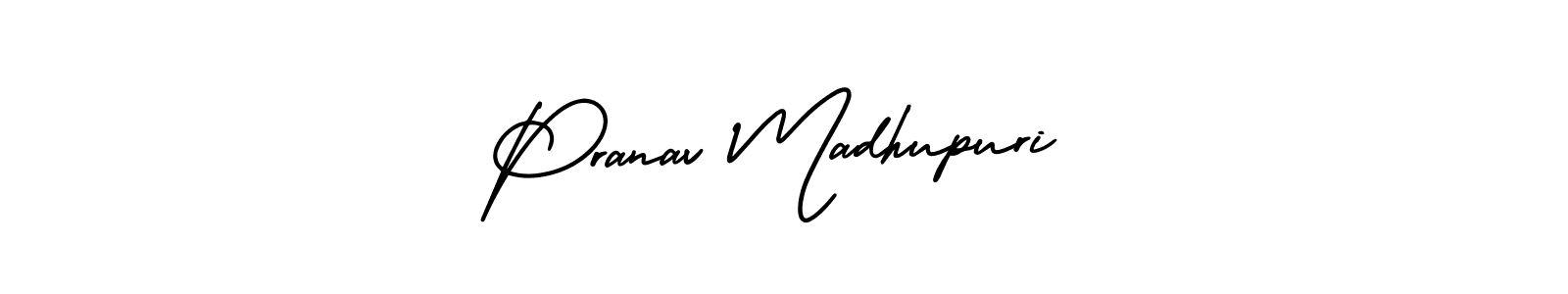 How to make Pranav Madhupuri name signature. Use AmerikaSignatureDemo-Regular style for creating short signs online. This is the latest handwritten sign. Pranav Madhupuri signature style 3 images and pictures png