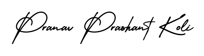 A timeless handwritten aesthetic for Pranav Prashant Koli. The AmerikaSignatureDemo-Regular font gives your signature a handcrafted feel with natural curves. Pranav Prashant Koli signature style 3 images and pictures png