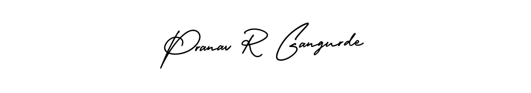 You should practise on your own different ways (AmerikaSignatureDemo-Regular) to write your name (Pranav R Gangurde) in signature. don't let someone else do it for you. Pranav R Gangurde signature style 3 images and pictures png