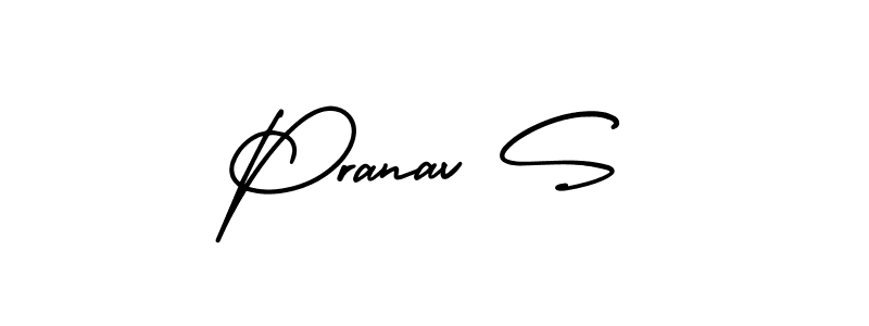 Use a signature maker to create a handwritten signature online. With this signature software, you can design (AmerikaSignatureDemo-Regular) your own signature for name Pranav S. Pranav S signature style 3 images and pictures png