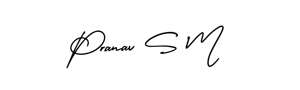 if you are searching for the best signature style for your name Pranav S M. so please give up your signature search. here we have designed multiple signature styles  using AmerikaSignatureDemo-Regular. Pranav S M signature style 3 images and pictures png