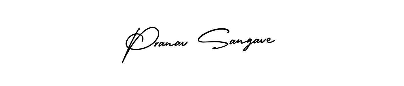 The best way (AmerikaSignatureDemo-Regular) to make a short signature is to pick only two or three words in your name. The name Pranav Sangave include a total of six letters. For converting this name. Pranav Sangave signature style 3 images and pictures png