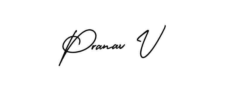 Also You can easily find your signature by using the search form. We will create Pranav V name handwritten signature images for you free of cost using AmerikaSignatureDemo-Regular sign style. Pranav V signature style 3 images and pictures png