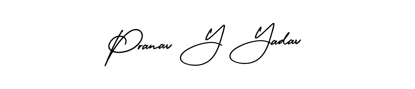 Also You can easily find your signature by using the search form. We will create Pranav Y Yadav name handwritten signature images for you free of cost using AmerikaSignatureDemo-Regular sign style. Pranav Y Yadav signature style 3 images and pictures png