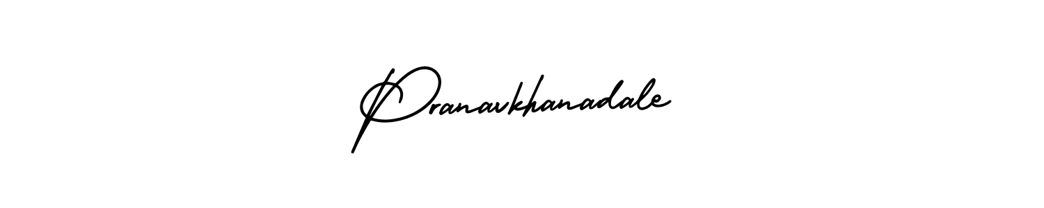 The best way (AmerikaSignatureDemo-Regular) to make a short signature is to pick only two or three words in your name. The name Pranavkhanadale include a total of six letters. For converting this name. Pranavkhanadale signature style 3 images and pictures png