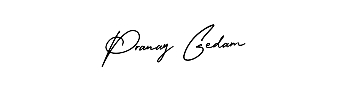 Also You can easily find your signature by using the search form. We will create Pranay Gedam name handwritten signature images for you free of cost using AmerikaSignatureDemo-Regular sign style. Pranay Gedam signature style 3 images and pictures png