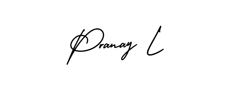Pranay L stylish signature style. Best Handwritten Sign (AmerikaSignatureDemo-Regular) for my name. Handwritten Signature Collection Ideas for my name Pranay L. Pranay L signature style 3 images and pictures png