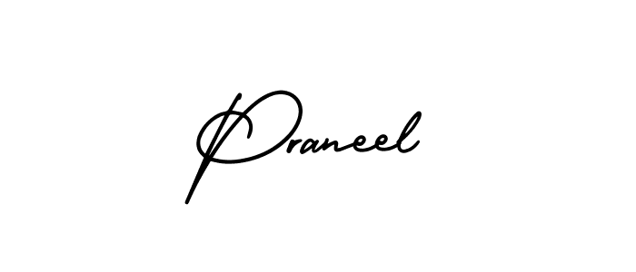 You should practise on your own different ways (AmerikaSignatureDemo-Regular) to write your name (Praneel) in signature. don't let someone else do it for you. Praneel signature style 3 images and pictures png