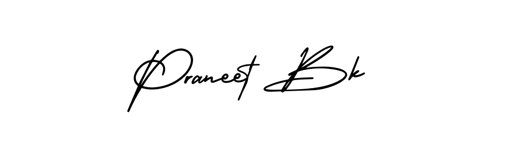 The best way (AmerikaSignatureDemo-Regular) to make a short signature is to pick only two or three words in your name. The name Praneet Bk include a total of six letters. For converting this name. Praneet Bk signature style 3 images and pictures png
