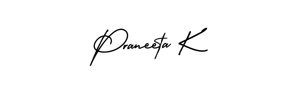 Praneeta K stylish signature style. Best Handwritten Sign (AmerikaSignatureDemo-Regular) for my name. Handwritten Signature Collection Ideas for my name Praneeta K. Praneeta K signature style 3 images and pictures png