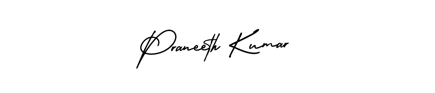 Use a signature maker to create a handwritten signature online. With this signature software, you can design (AmerikaSignatureDemo-Regular) your own signature for name Praneeth Kumar. Praneeth Kumar signature style 3 images and pictures png