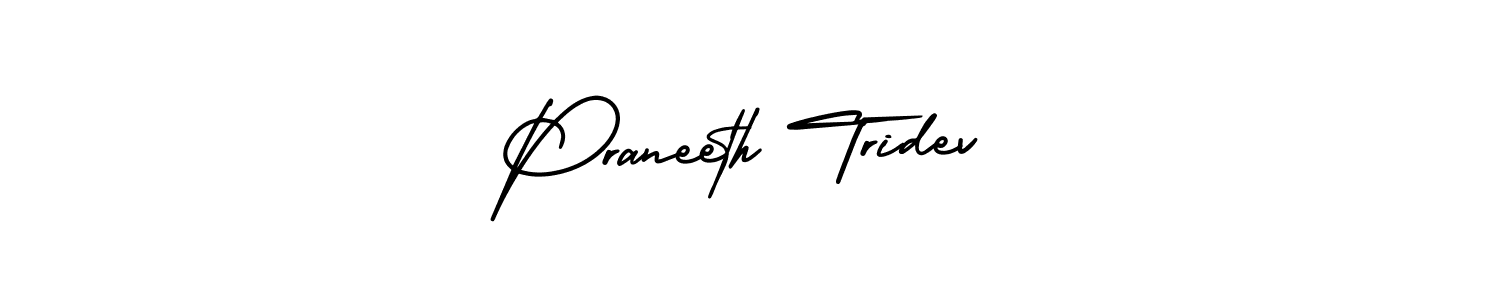 This is the best signature style for the Praneeth Tridev name. Also you like these signature font (AmerikaSignatureDemo-Regular). Mix name signature. Praneeth Tridev signature style 3 images and pictures png