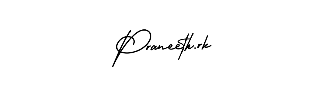 The best way (AmerikaSignatureDemo-Regular) to make a short signature is to pick only two or three words in your name. The name Praneeth.rk include a total of six letters. For converting this name. Praneeth.rk signature style 3 images and pictures png