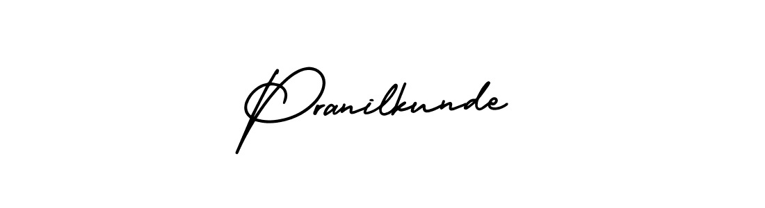 Pranilkunde stylish signature style. Best Handwritten Sign (AmerikaSignatureDemo-Regular) for my name. Handwritten Signature Collection Ideas for my name Pranilkunde. Pranilkunde signature style 3 images and pictures png