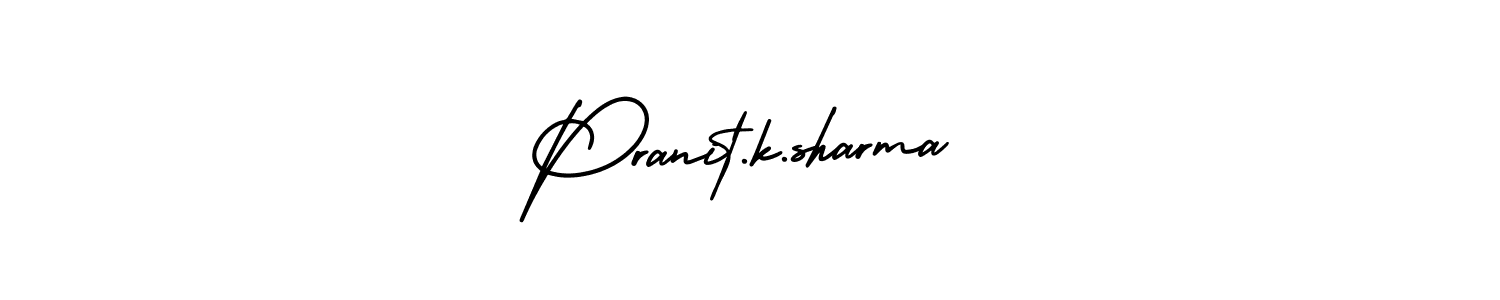 The best way (AmerikaSignatureDemo-Regular) to make a short signature is to pick only two or three words in your name. The name Pranit.k.sharma include a total of six letters. For converting this name. Pranit.k.sharma signature style 3 images and pictures png