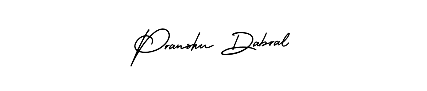 You should practise on your own different ways (AmerikaSignatureDemo-Regular) to write your name (Pranshu Dabral) in signature. don't let someone else do it for you. Pranshu Dabral signature style 3 images and pictures png
