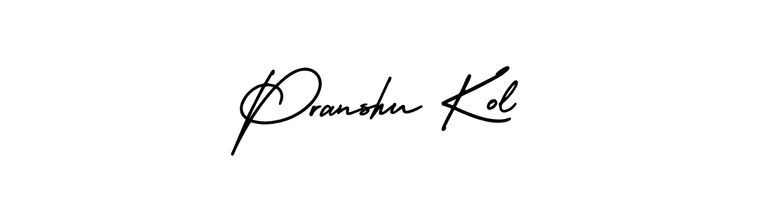 if you are searching for the best signature style for your name Pranshu Kol. so please give up your signature search. here we have designed multiple signature styles  using AmerikaSignatureDemo-Regular. Pranshu Kol signature style 3 images and pictures png