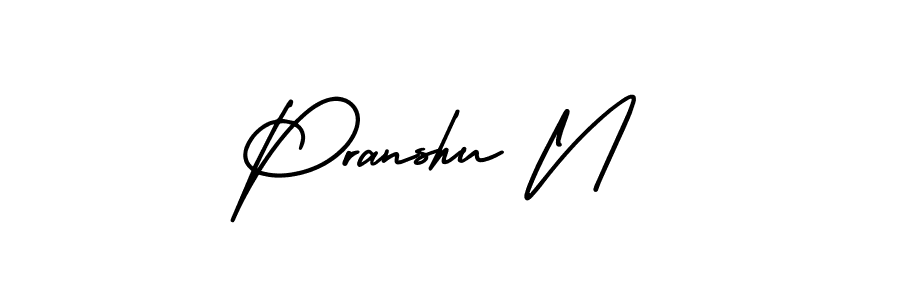 How to make Pranshu N name signature. Use AmerikaSignatureDemo-Regular style for creating short signs online. This is the latest handwritten sign. Pranshu N signature style 3 images and pictures png