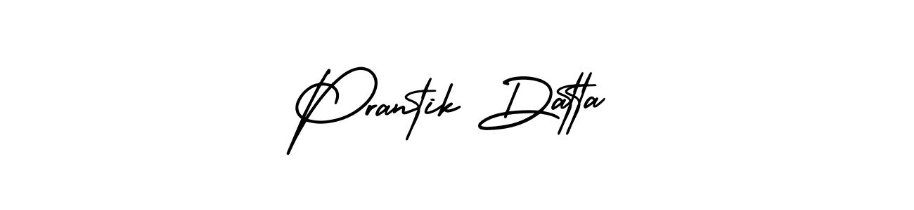 The best way (AmerikaSignatureDemo-Regular) to make a short signature is to pick only two or three words in your name. The name Prantik Datta include a total of six letters. For converting this name. Prantik Datta signature style 3 images and pictures png