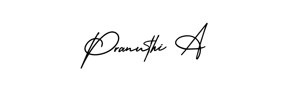 Pranuthi A stylish signature style. Best Handwritten Sign (AmerikaSignatureDemo-Regular) for my name. Handwritten Signature Collection Ideas for my name Pranuthi A. Pranuthi A signature style 3 images and pictures png