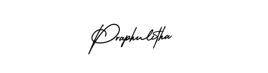 The best way (AmerikaSignatureDemo-Regular) to make a short signature is to pick only two or three words in your name. The name Praphulitha include a total of six letters. For converting this name. Praphulitha signature style 3 images and pictures png