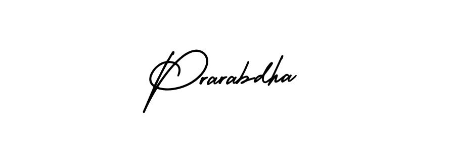 You should practise on your own different ways (AmerikaSignatureDemo-Regular) to write your name (Prarabdha) in signature. don't let someone else do it for you. Prarabdha signature style 3 images and pictures png