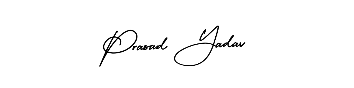 You should practise on your own different ways (AmerikaSignatureDemo-Regular) to write your name (Prasad Yadav) in signature. don't let someone else do it for you. Prasad Yadav signature style 3 images and pictures png