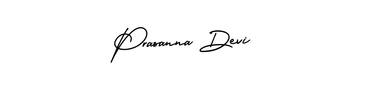 You should practise on your own different ways (AmerikaSignatureDemo-Regular) to write your name (Prasanna Devi) in signature. don't let someone else do it for you. Prasanna Devi signature style 3 images and pictures png